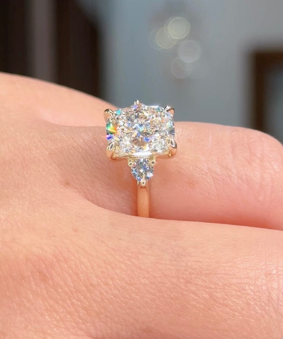 4.01ct E-VVS2 Cushion Lab Diamond Meghan Engagement Rings Princess Bride Diamonds 