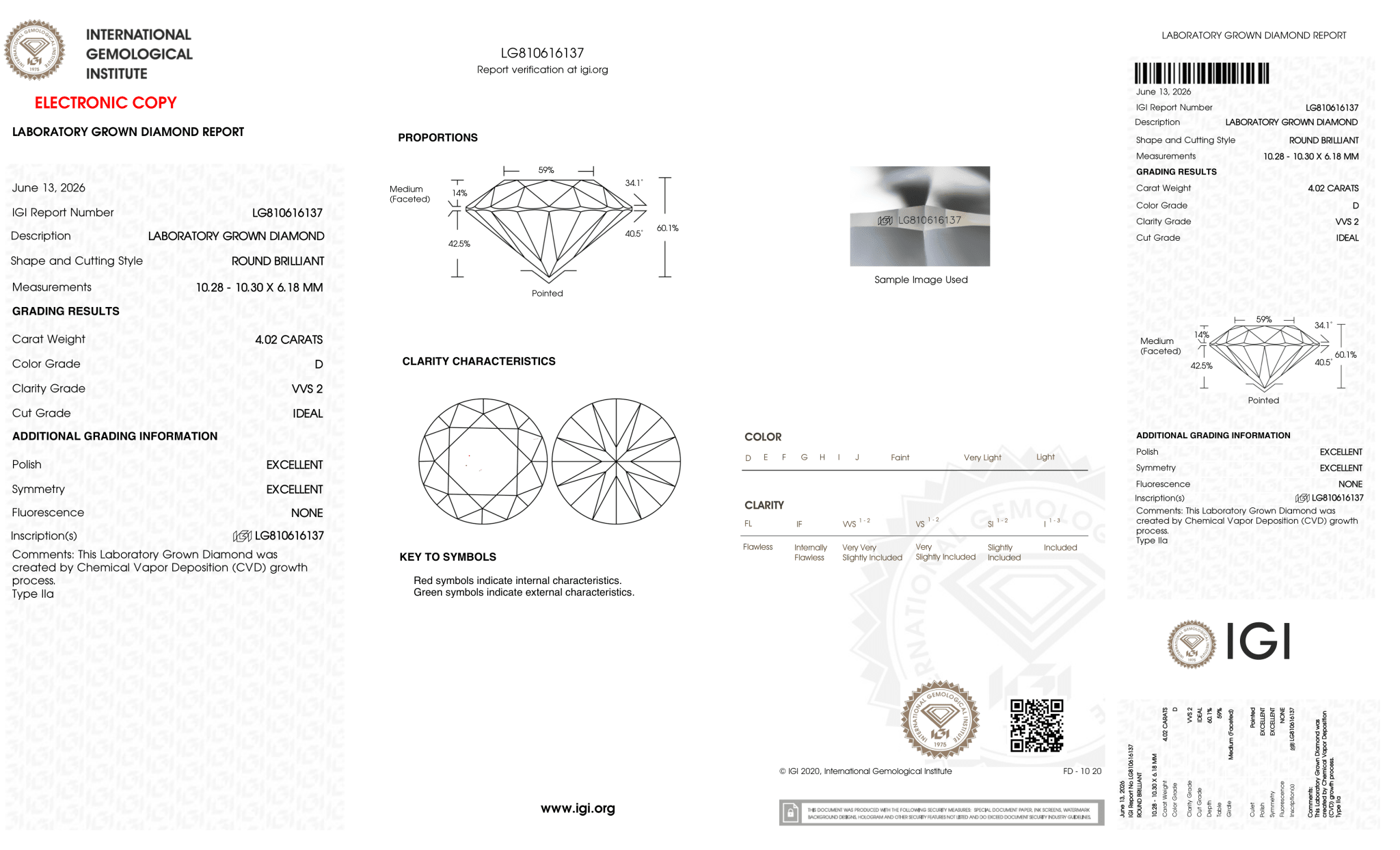 4.02 Carat D-VVS2 Round Lab Grown Diamond - IGI (127240) - PBD Loose Diamond
