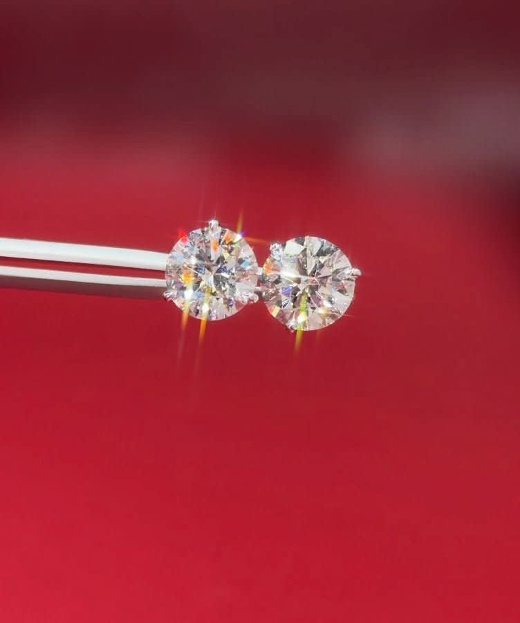 4.02ct Core Round Lab Diamond Martini Studs - PBD Earrings