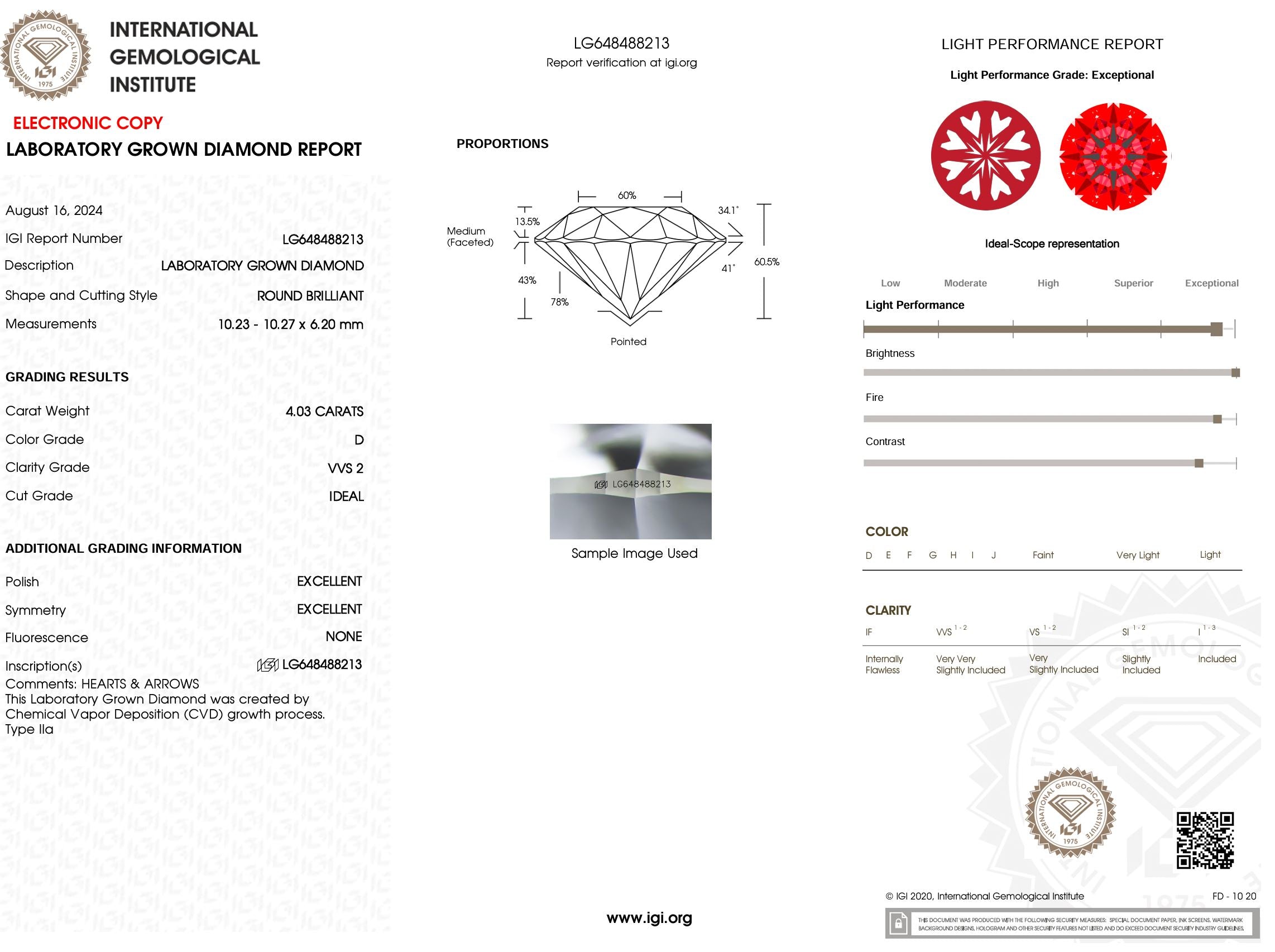 4.03 Carat D-VVS2 Round Lab Grown Diamond - IGI (#52057) Loose Diamond Princess Bride Diamonds 