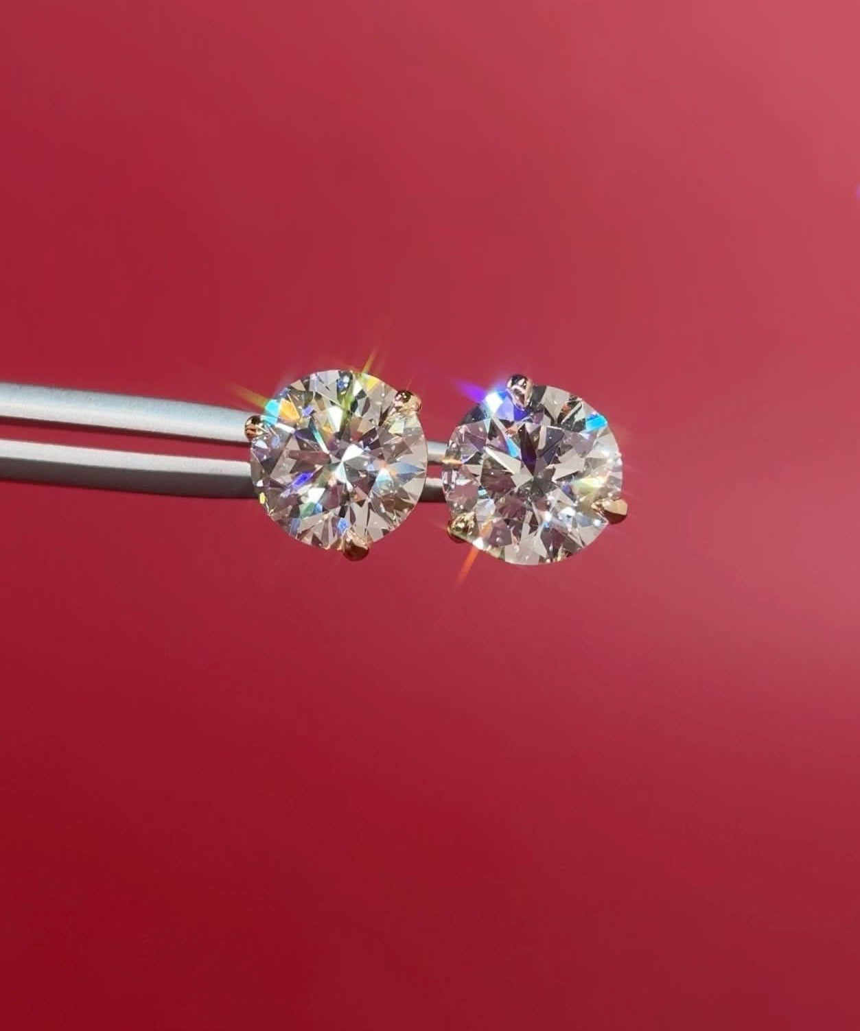 4.04ct Core Round Lab Diamond Martini Studs - PBD Earrings