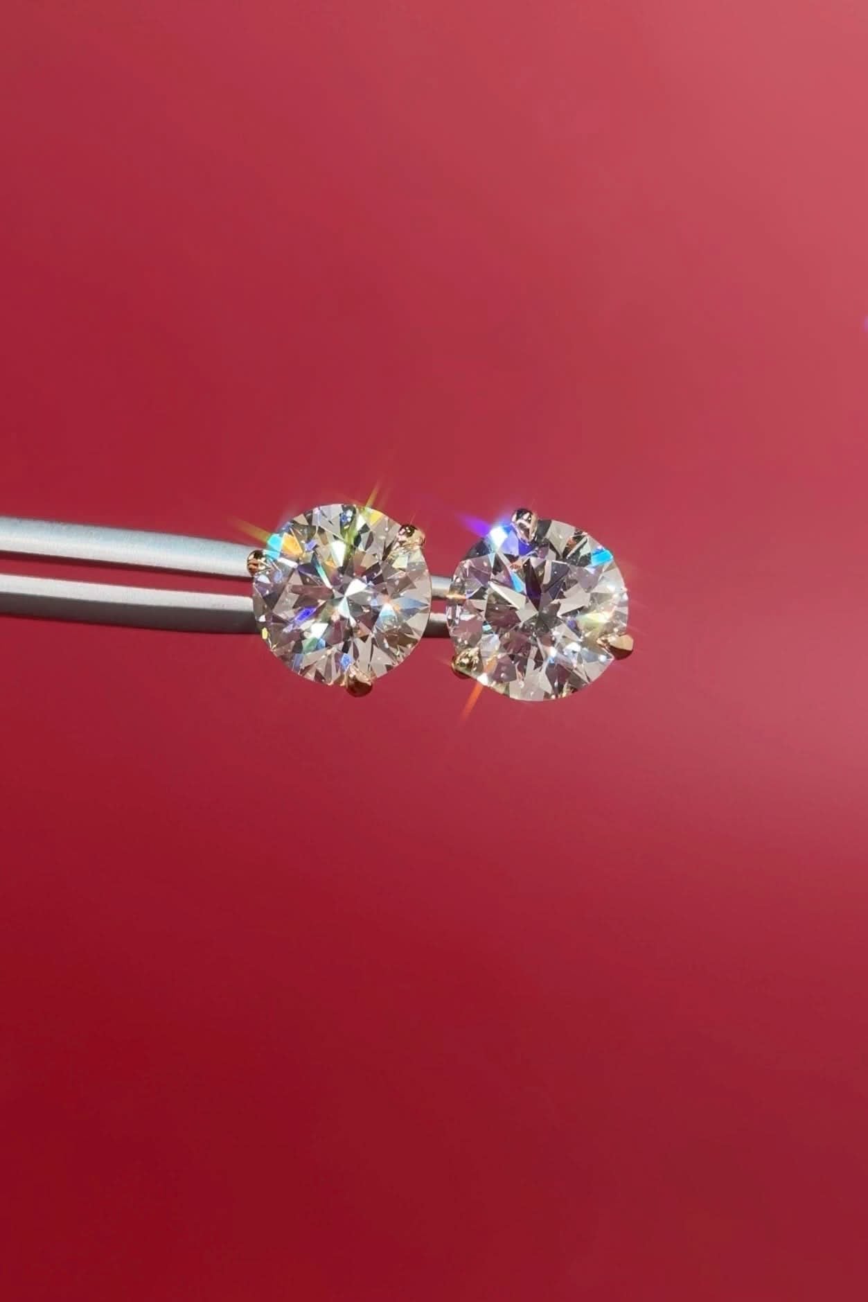 4.04ct Core Round Lab Diamond Martini Studs - PBD Earrings