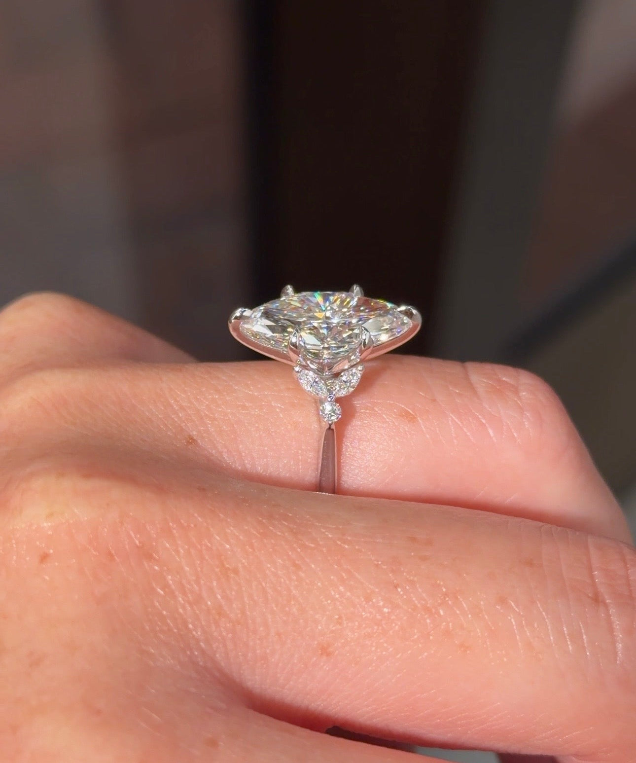 4.05ct E - VS1 Marquise Lab Diamond Sarah - PBD Engagement Rings