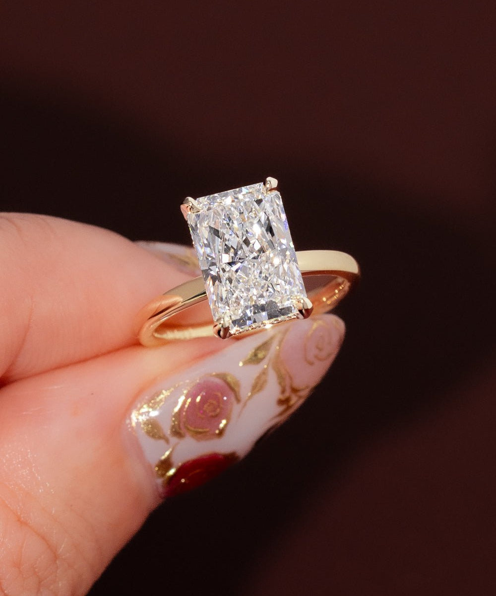 4.05ct E - VS1 Radiant Lab Diamond Kayla - PBD Engagement Rings