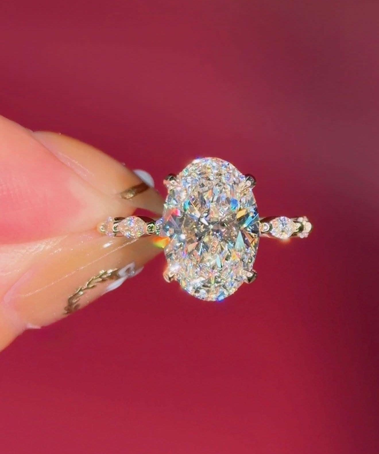 4.05ct E - VVS2 Oval Lab Diamond Rei - PBD Engagement Rings