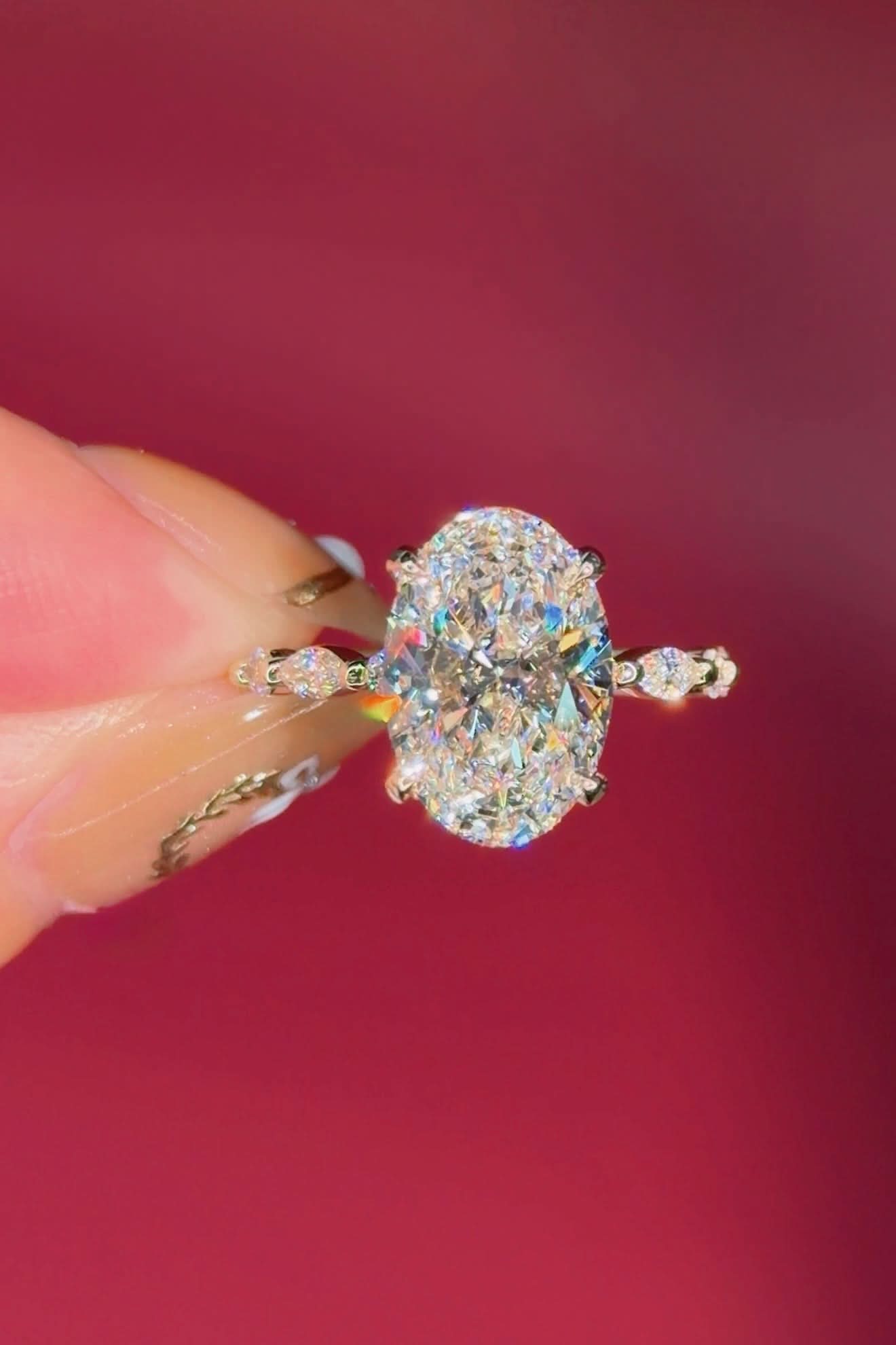 4.05ct E - VVS2 Oval Lab Diamond Rei - PBD Engagement Rings