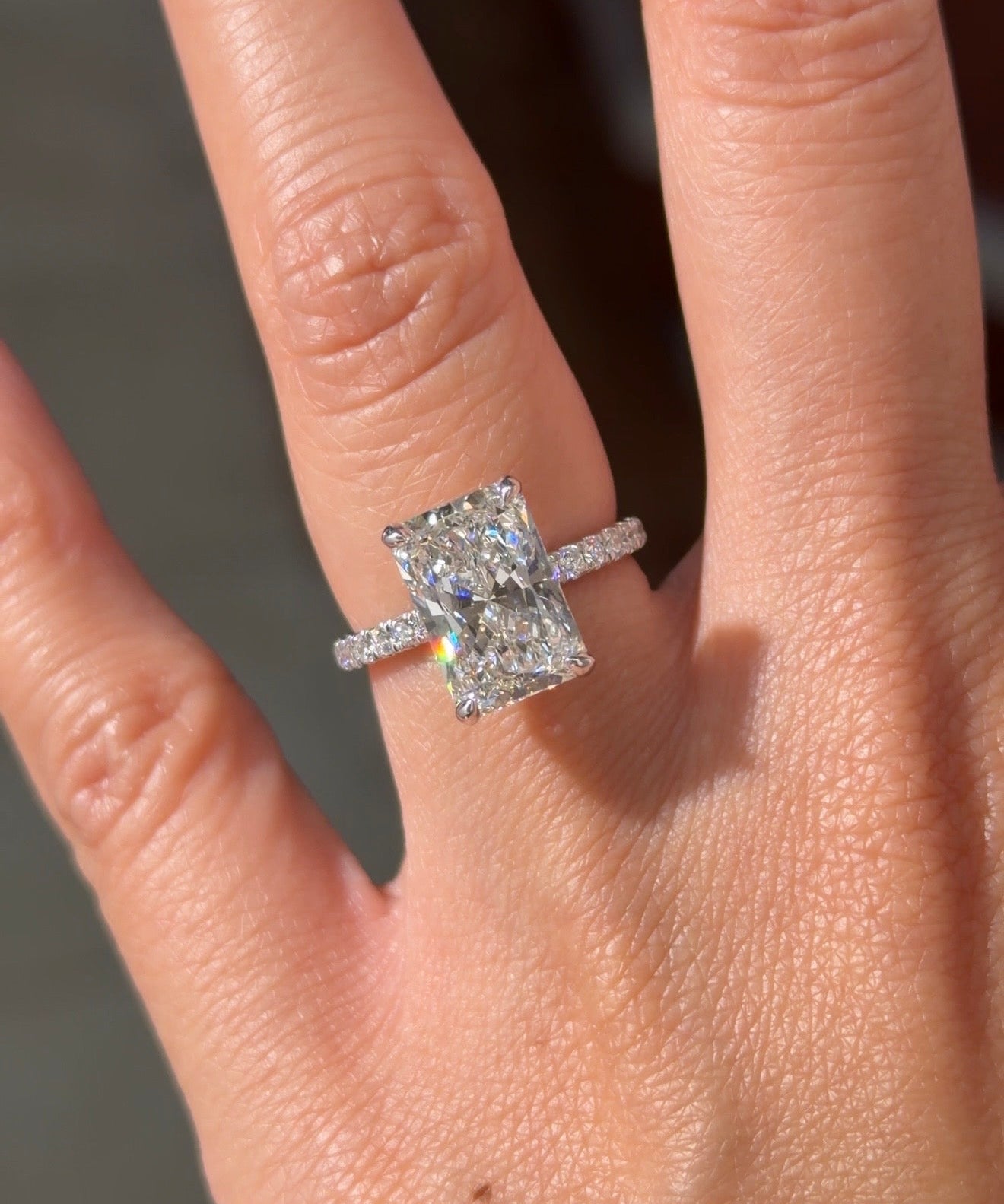 4.05ct E - VVS2 Radiant Lab Diamond Stephanie - PBD Engagement Rings