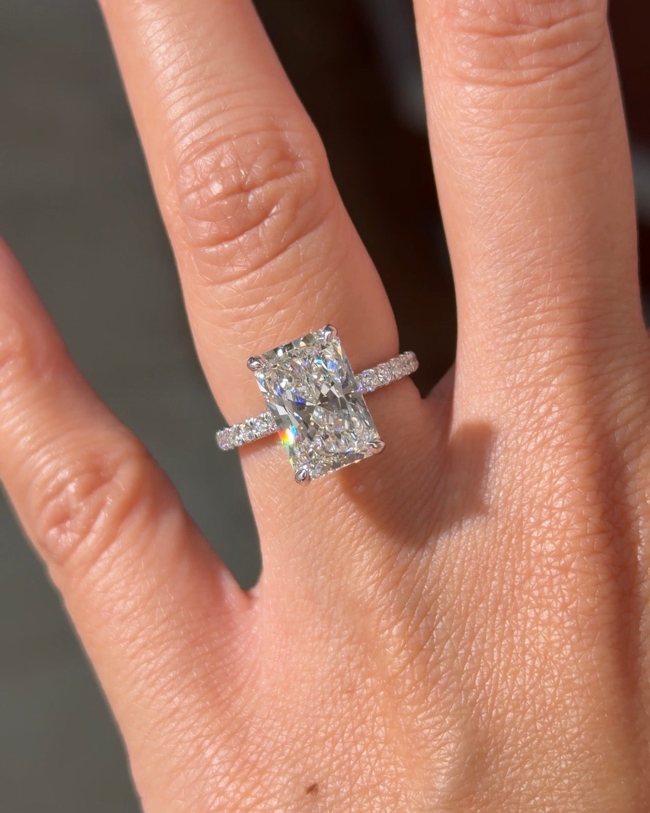 4.05ct E - VVS2 Radiant Lab Diamond Stephanie - PBD Engagement Rings