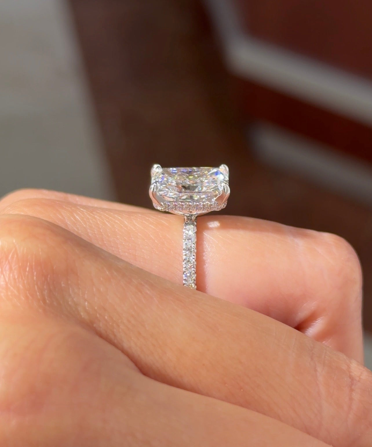 4.05ct E - VVS2 Radiant Lab Diamond Stephanie - PBD Engagement Rings