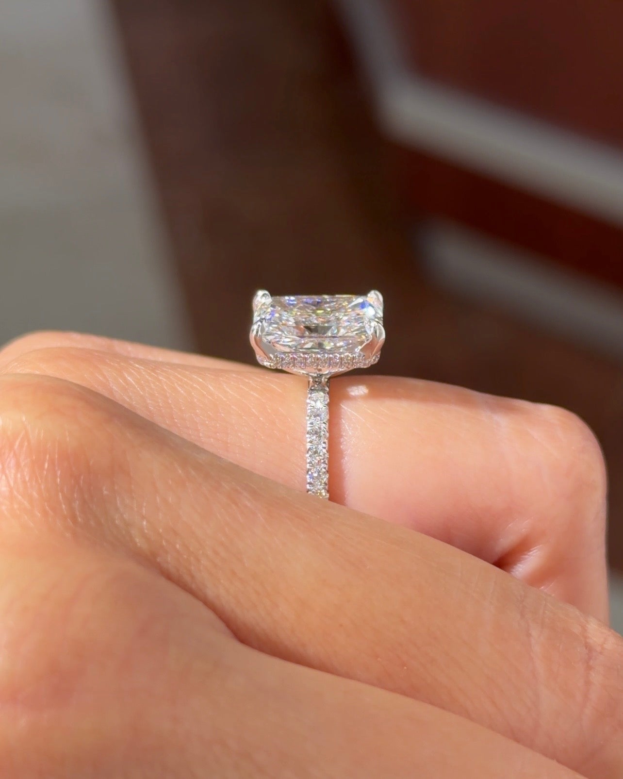 4.05ct E - VVS2 Radiant Lab Diamond Stephanie - PBD Engagement Rings