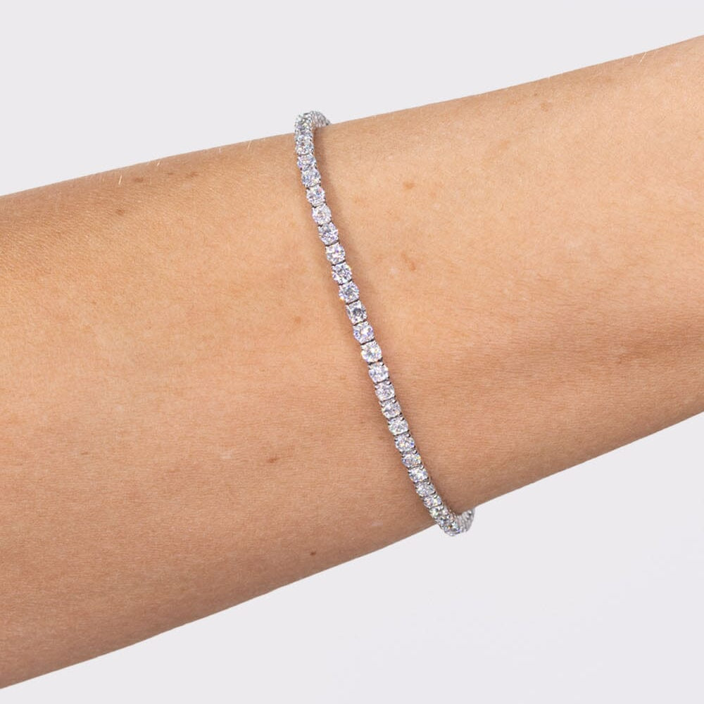 4.06ct F+ VS+ Lab Diamond Tennis Bracelet 14k White Gold Bracelets Princess Bride Diamonds 