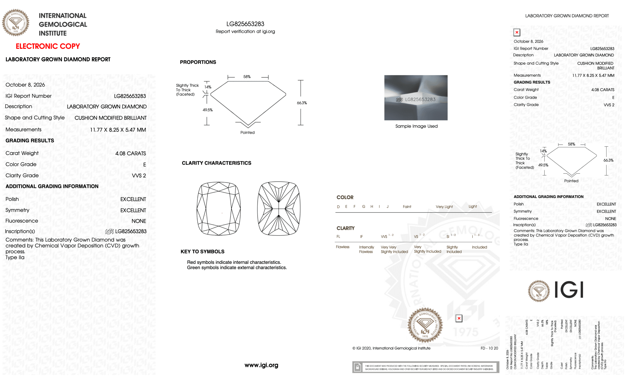 4.08 Carat E-VVS2 Elongated Cushion Lab Grown Diamond - IGI (#128962) - PBD Loose Diamond