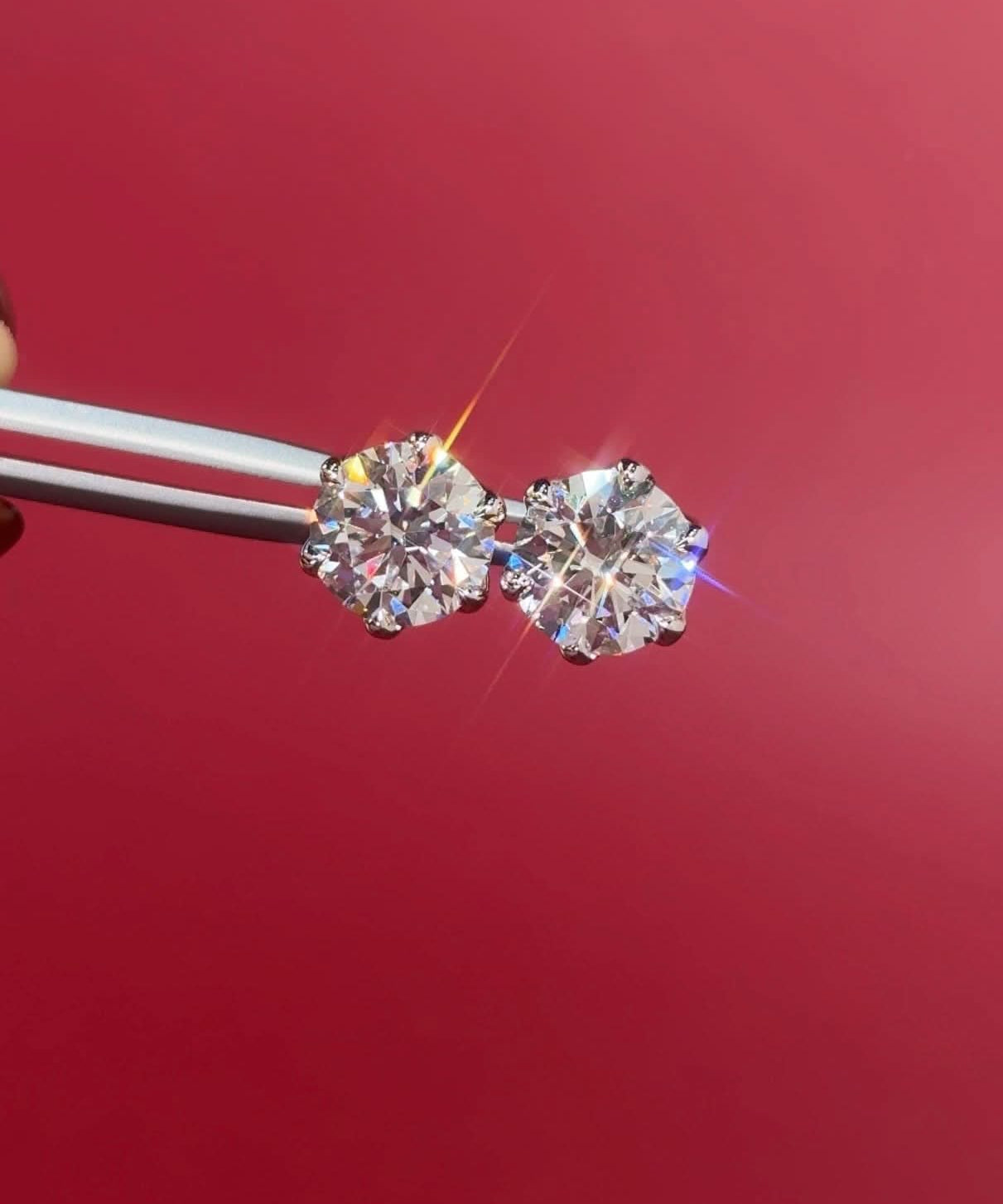 4.08ct D - VS1 Caraline Round Lab Diamond Studs - PBD Earrings