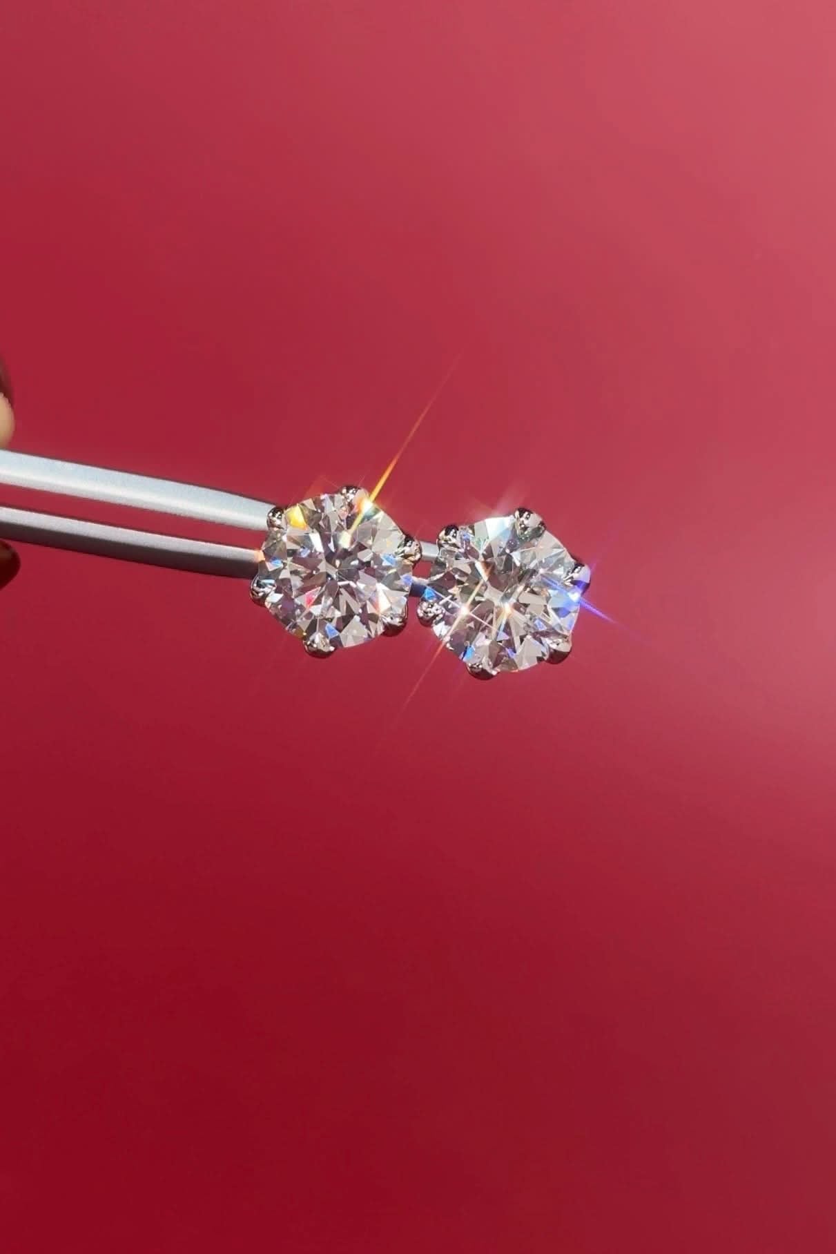 4.08ct D - VS1 Caraline Round Lab Diamond Studs - PBD Earrings