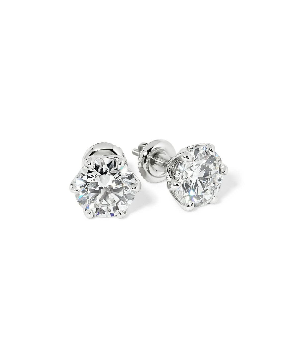 4.08ct D - VS1 Caraline Round Lab Diamond Studs - PBD Earrings