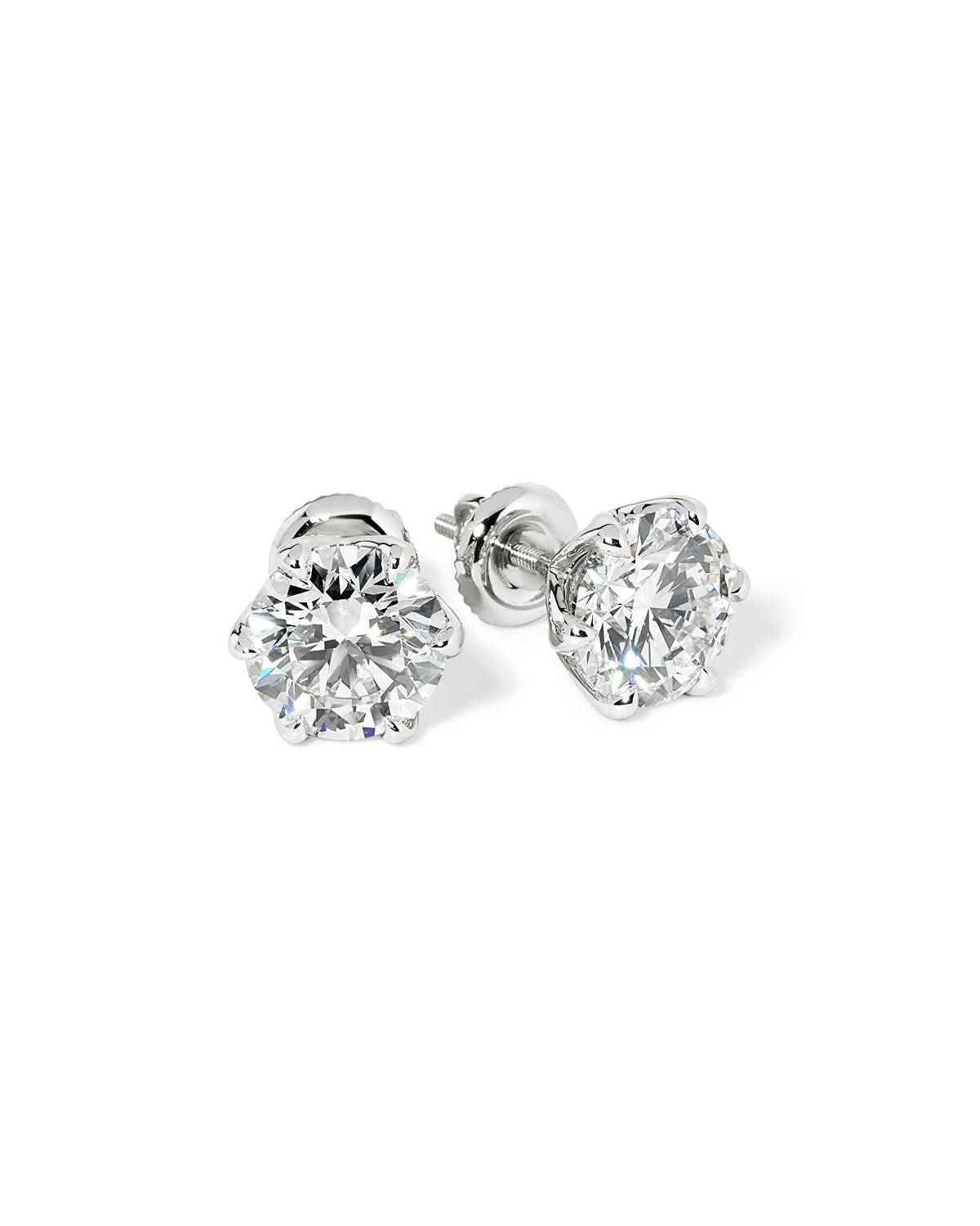 4.08ct D - VS1 Caraline Round Lab Diamond Studs - PBD Earrings