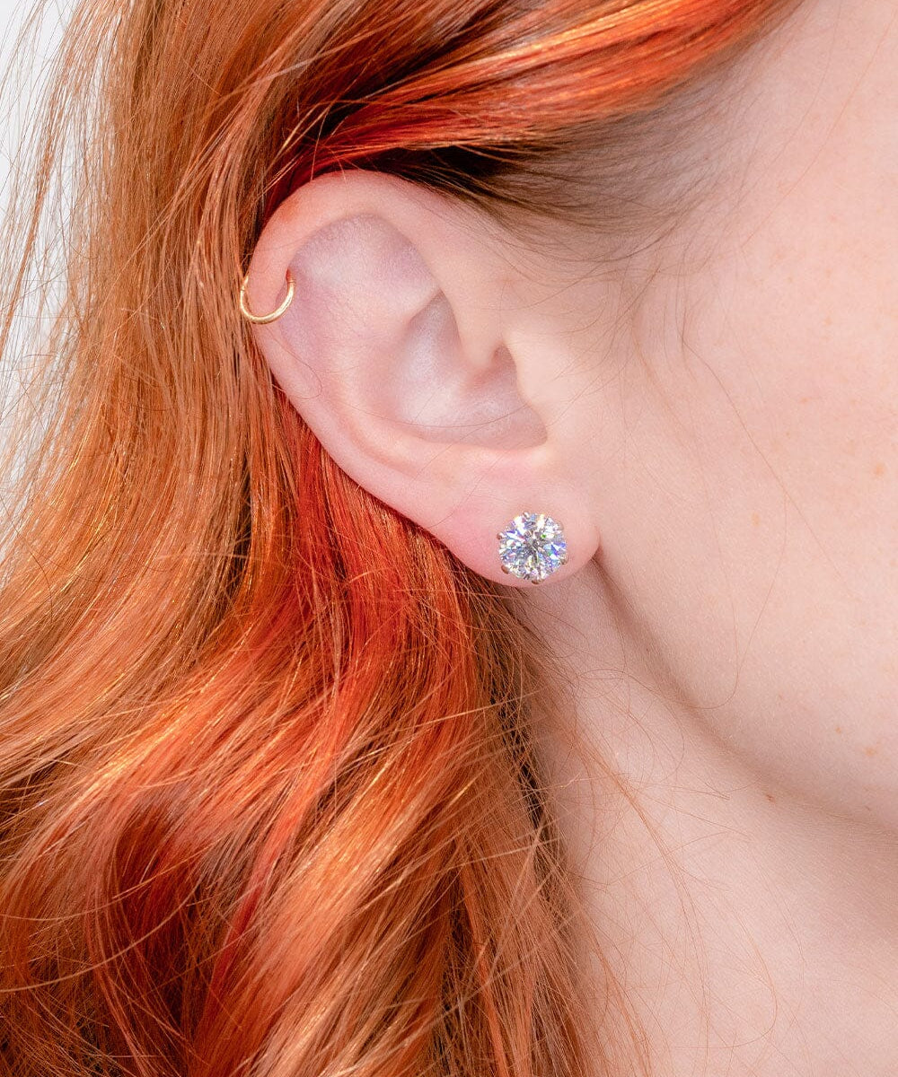 4.08ct D VS1 Round Lab Diamond Caraline Studs 14k White Gold Earrings Princess Bride Diamonds 