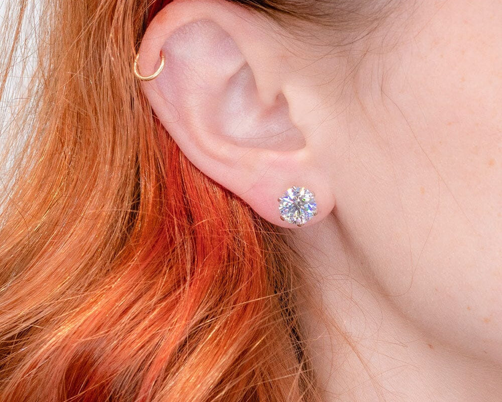 4.08ct D VS1 Round Lab Diamond Caraline Studs 14k White Gold Earrings Princess Bride Diamonds 