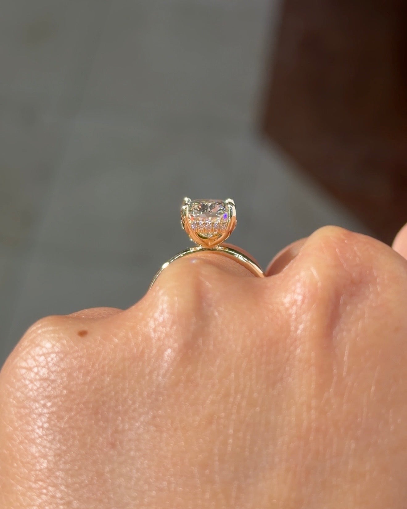 4.09ct E - VS1 Cushion Lab Diamond Kayla - PBD Engagement Rings
