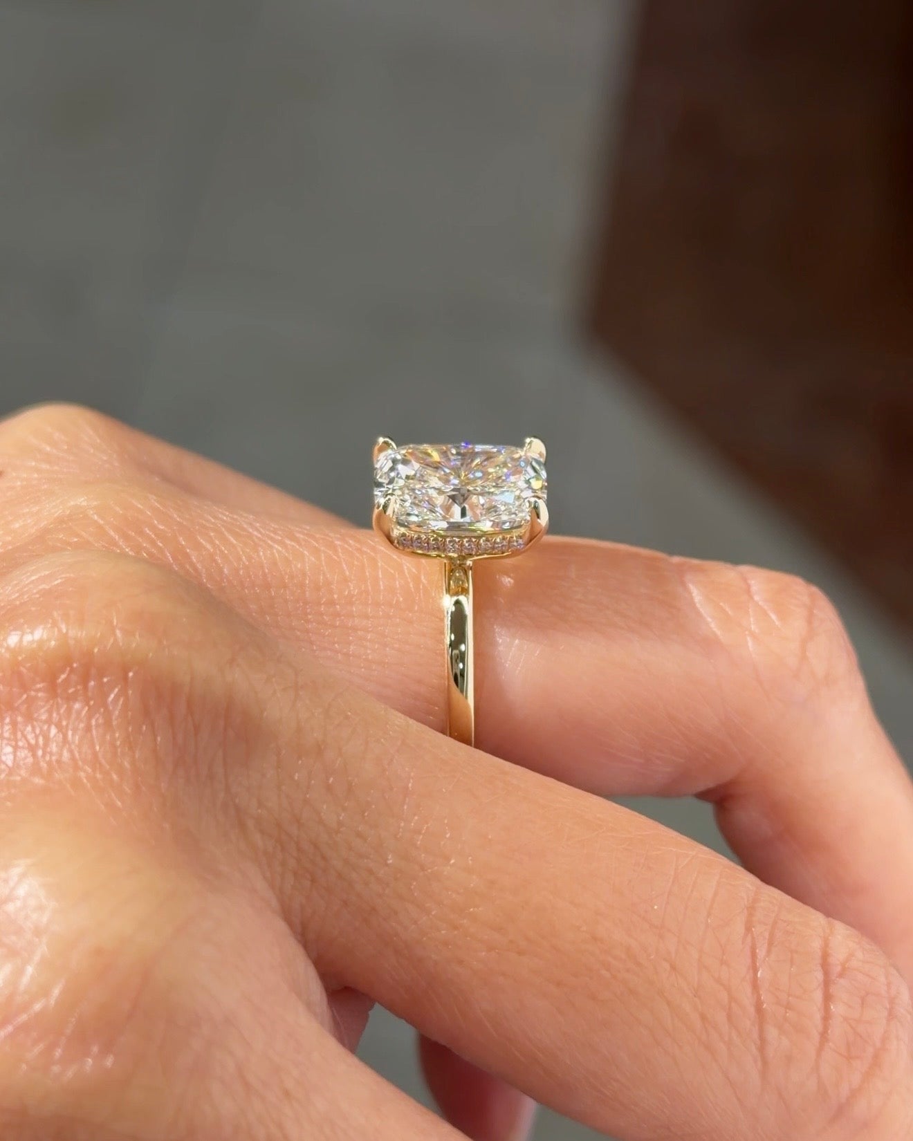 4.09ct E - VS1 Cushion Lab Diamond Kayla - PBD Engagement Rings