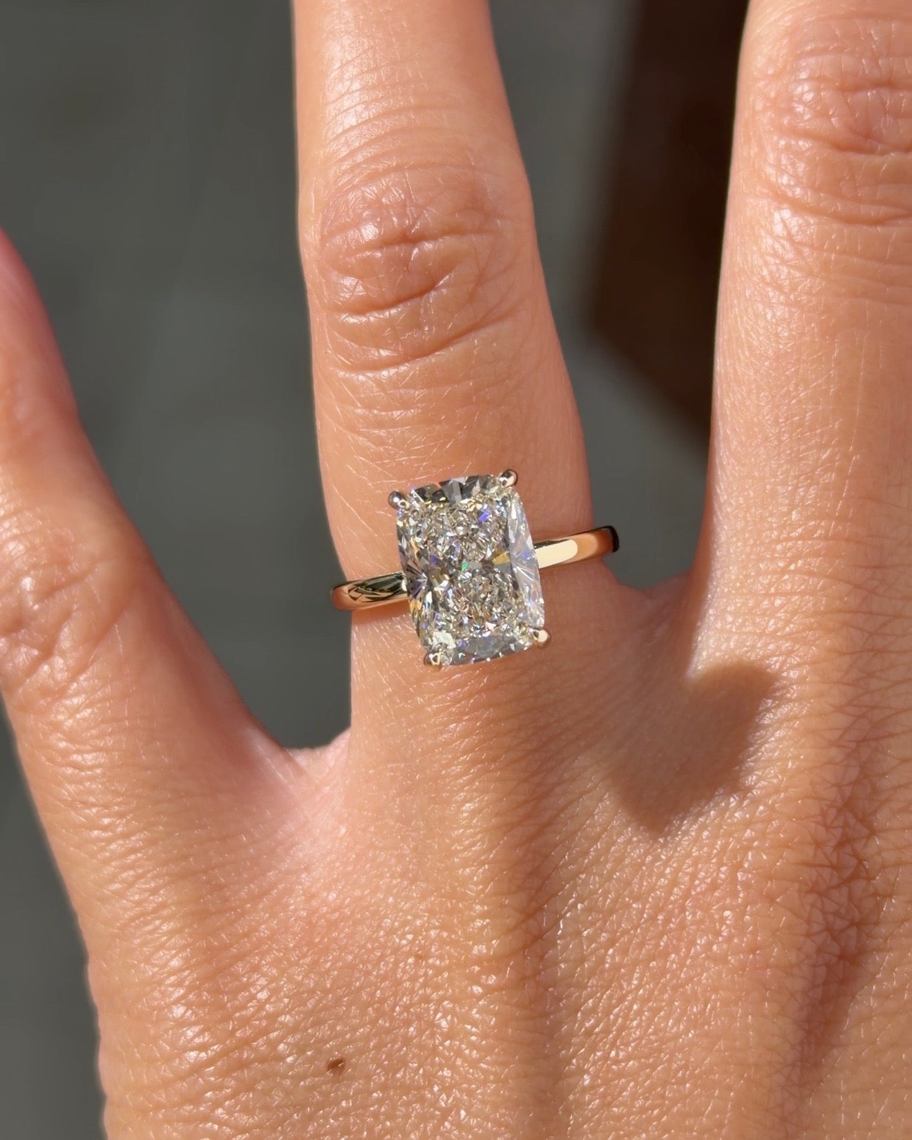 4.09ct E - VS1 Cushion Lab Diamond Kayla - PBD Engagement Rings