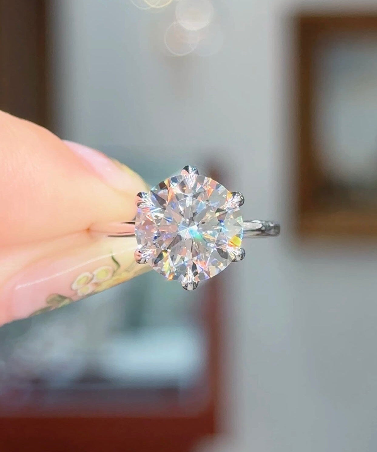 4.09ct E-VS2 Round Lab Diamond Caraline Engagement Rings Princess Bride Diamonds 