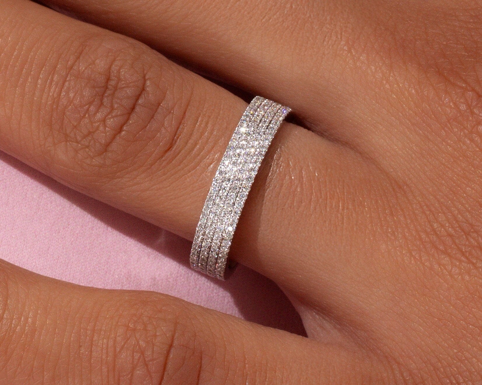 4.0mm Four Row Pavé Ring Rings Princess Bride Diamonds 