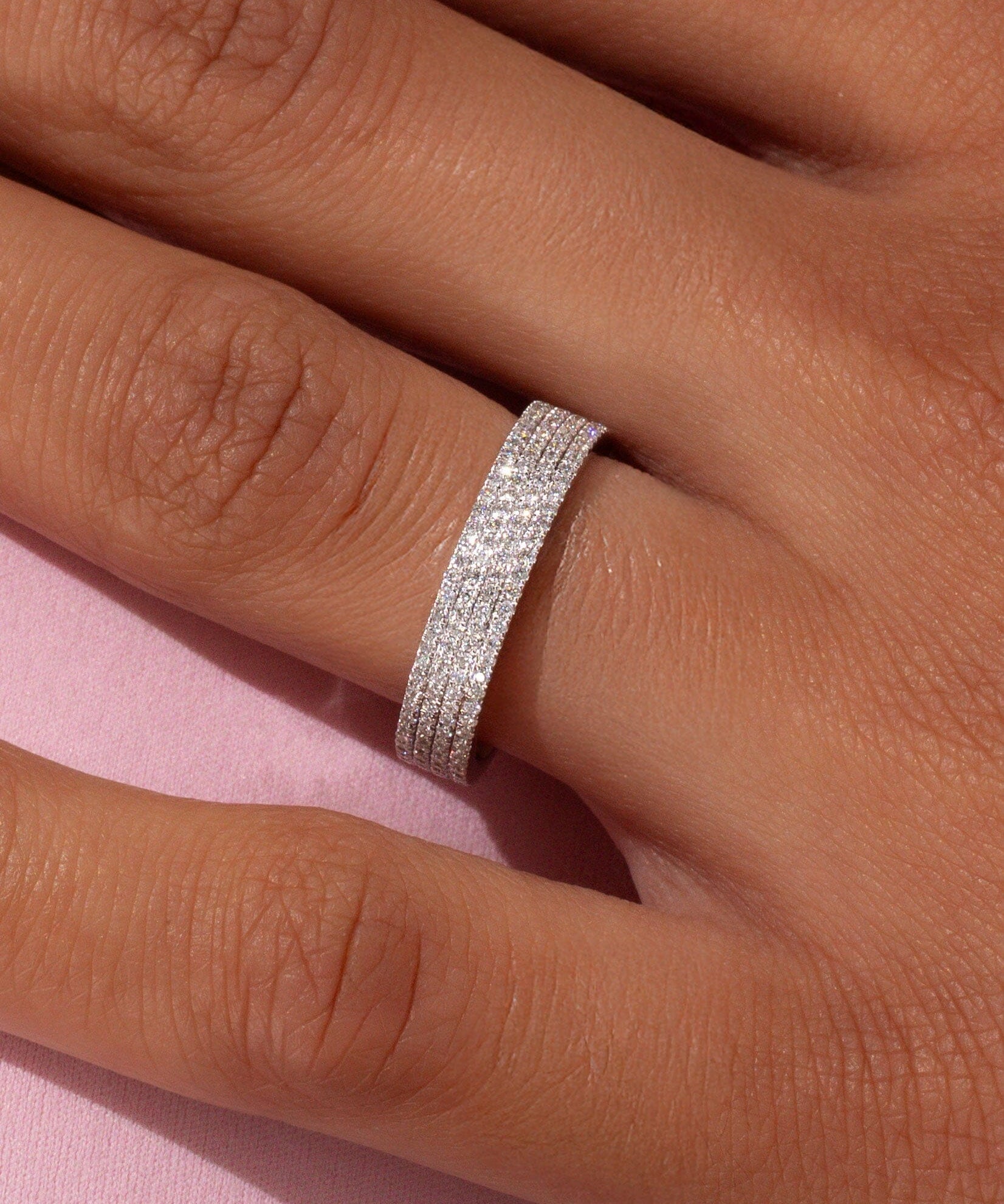 4.0mm Four Row Pavé Ring Rings Princess Bride Diamonds 