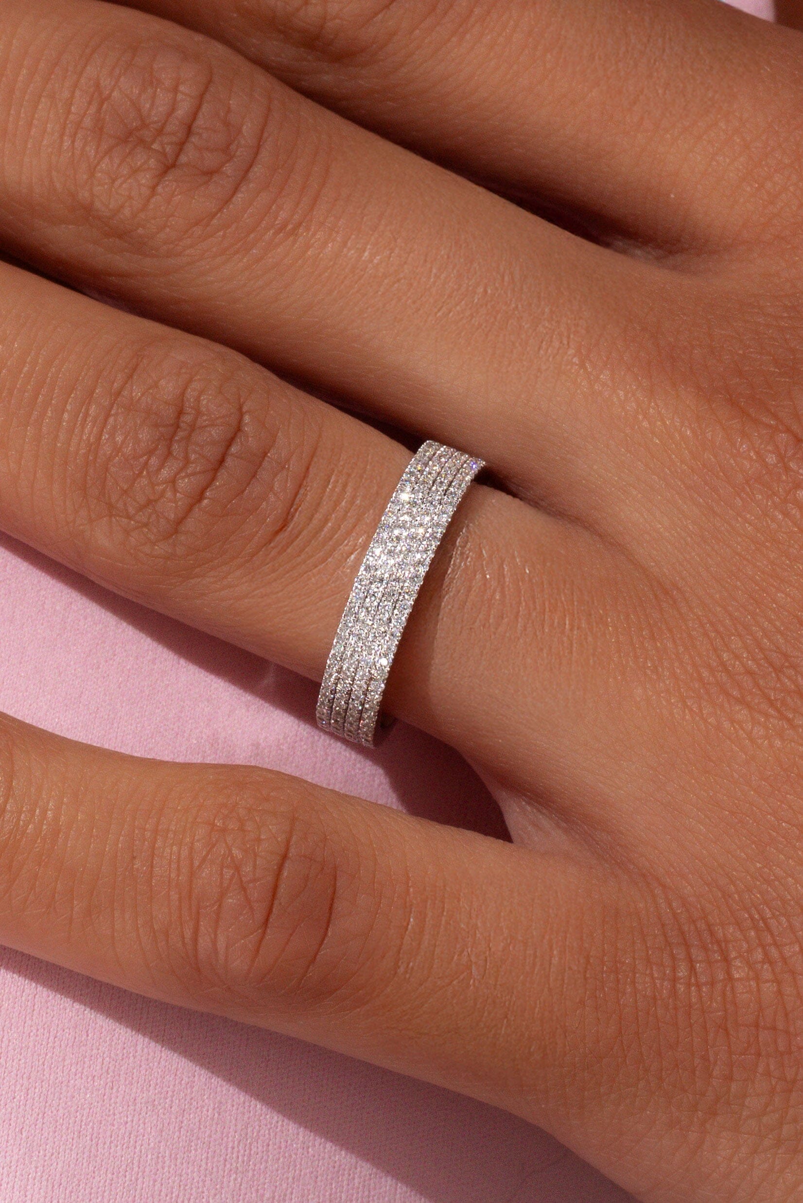 4.0mm Four Row Pavé Ring Rings Princess Bride Diamonds 