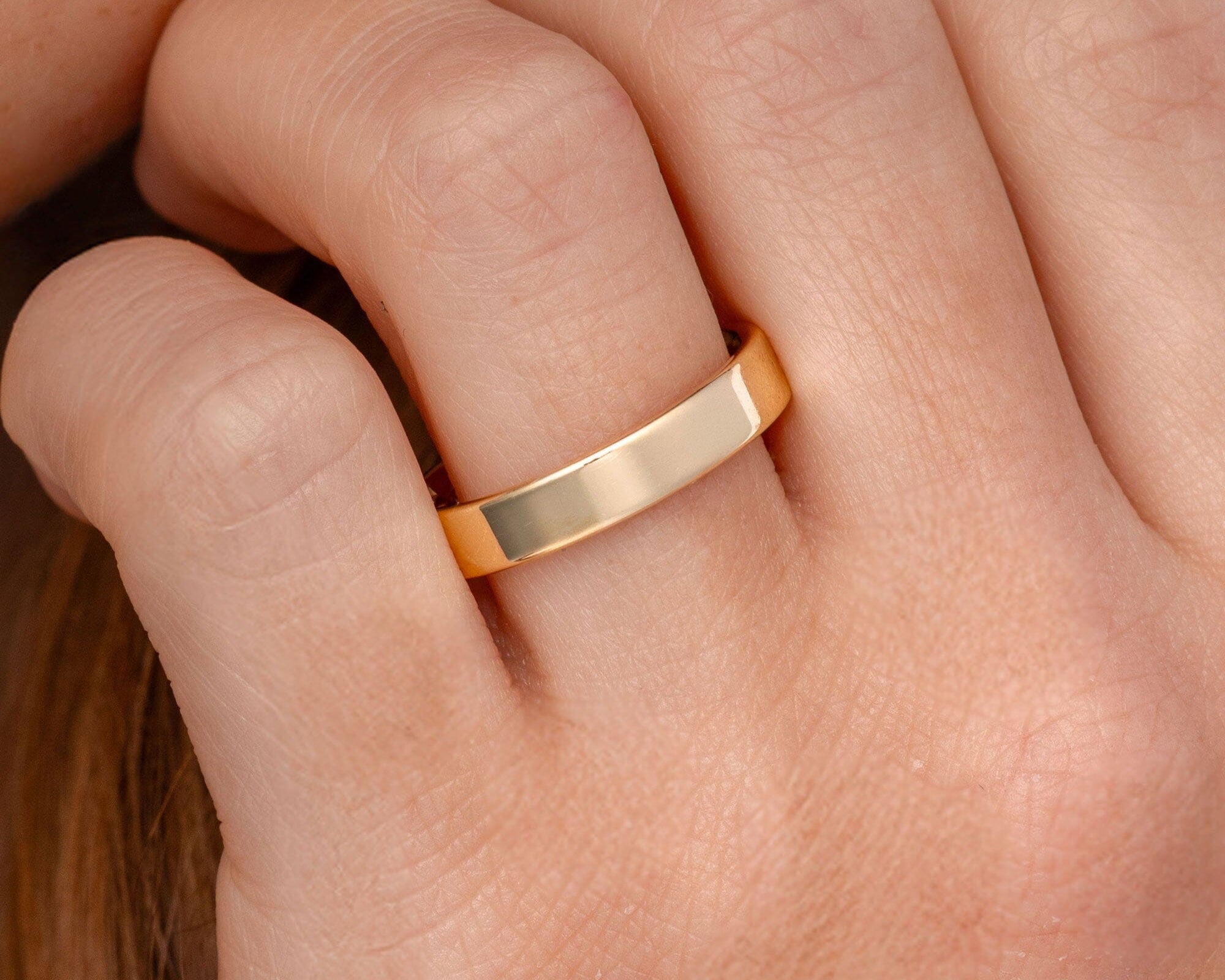 4.0mm Satin Flat Band Rings Princess Bride Diamonds 