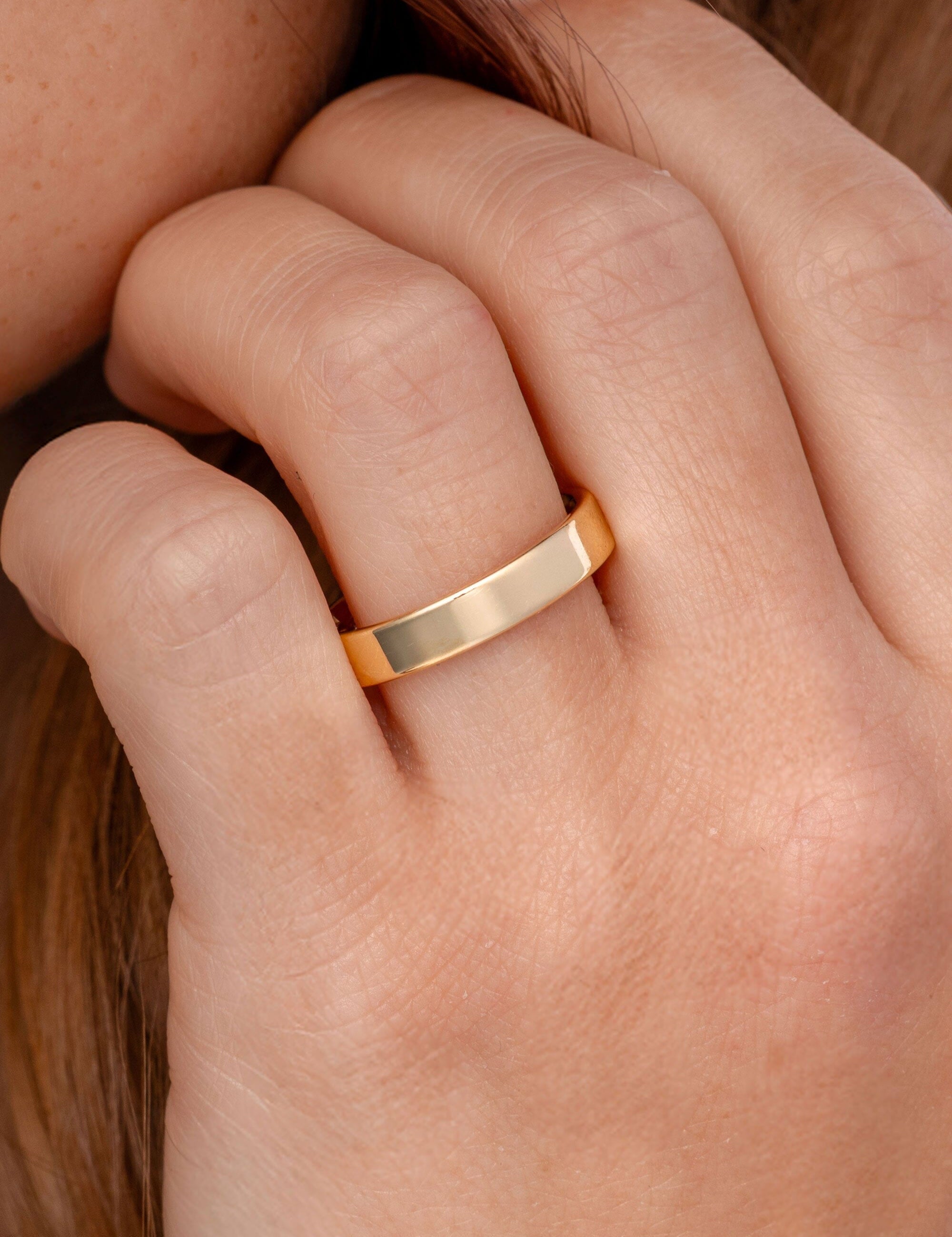 4.0mm Satin Flat Band Rings Princess Bride Diamonds 