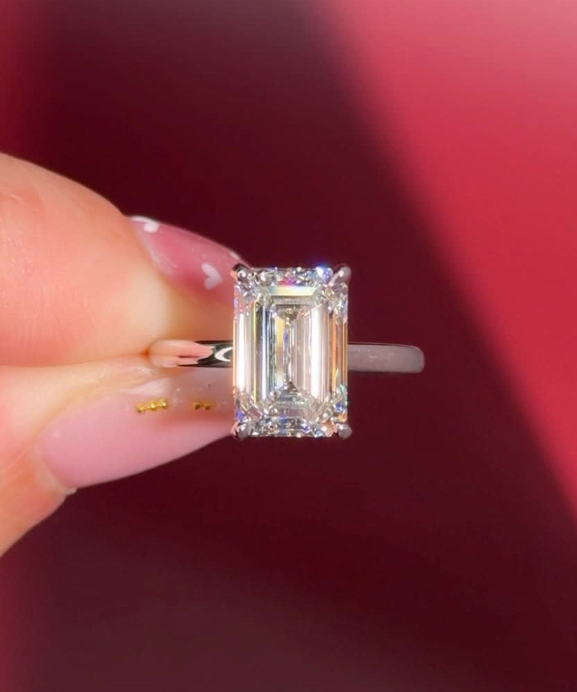 4.10ct D - VVS2 Emerald Lab Diamond Kayla - PBD Engagement Rings