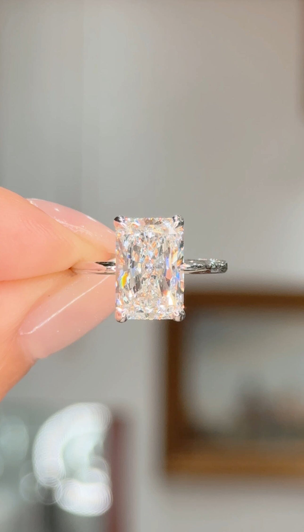 4.10ct F-VS1 Radiant Lab Diamond Leah Engagement Rings Princess Bride Diamonds 