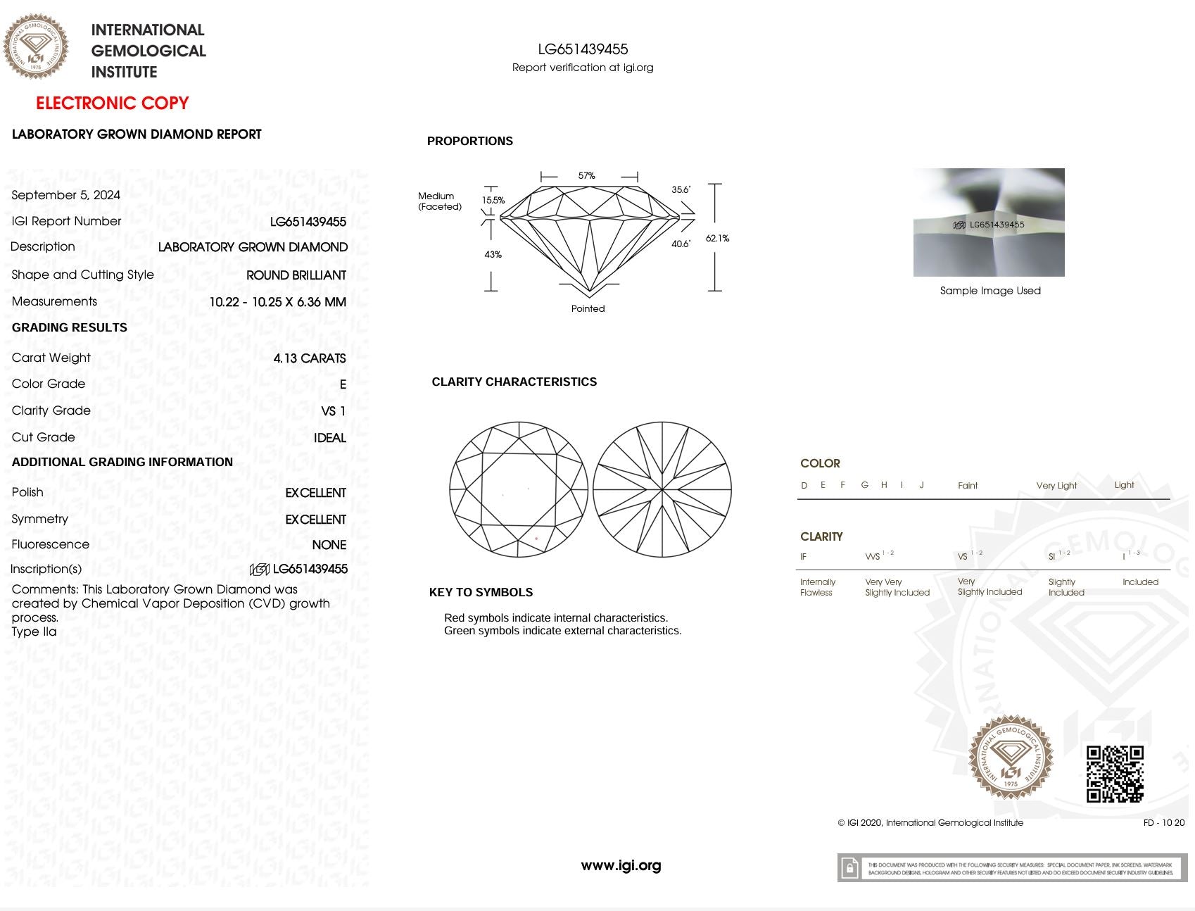 4.13 Carat E-VS1 Round Lab Grown Diamond - IGI (#51127) Loose Diamond Princess Bride Diamonds 