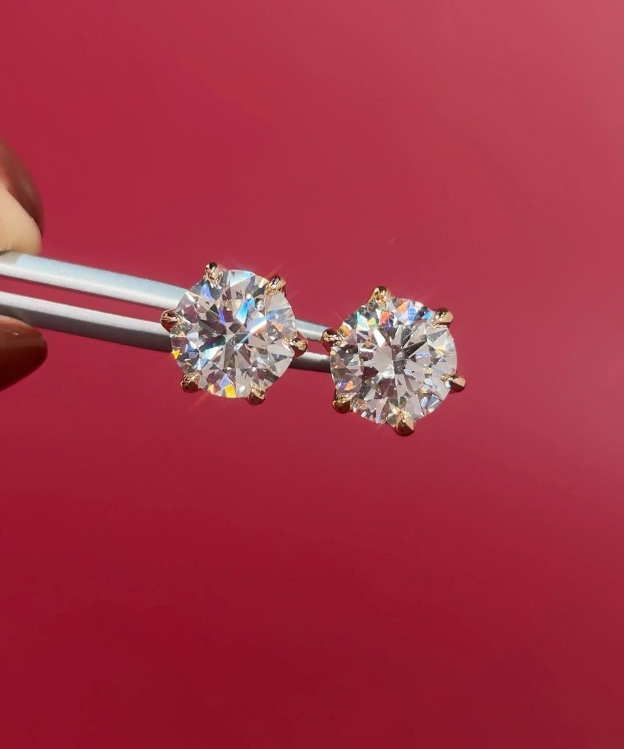 4.18ct D - VS1 Caraline Round Lab Diamond Studs - PBD Earrings