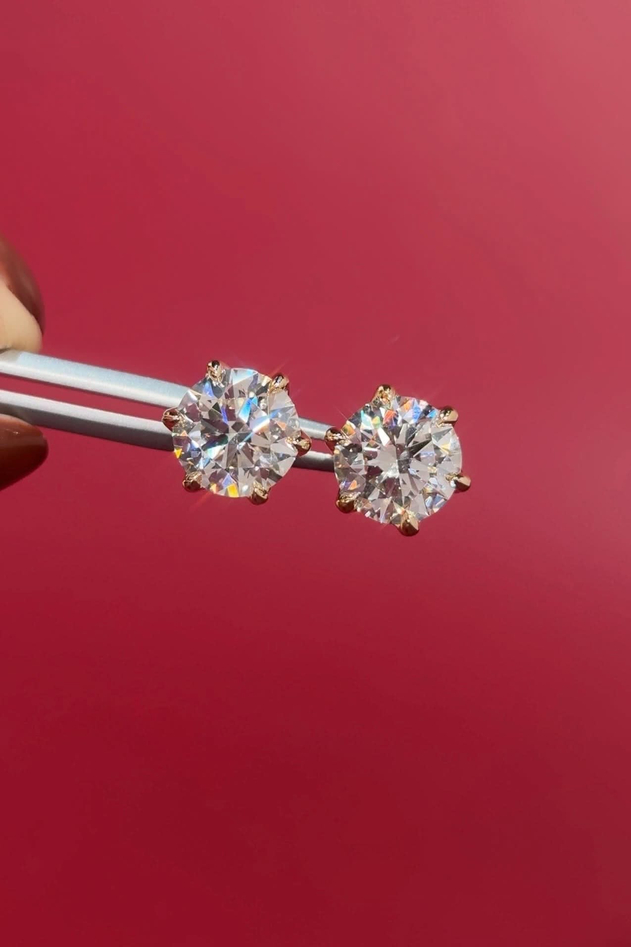 4.18ct D - VS1 Caraline Round Lab Diamond Studs - PBD Earrings