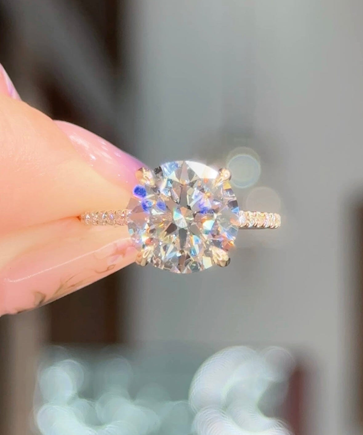 4.22ct E-VS1 Round Lab Diamond Jane Engagement Rings Princess Bride Diamonds 