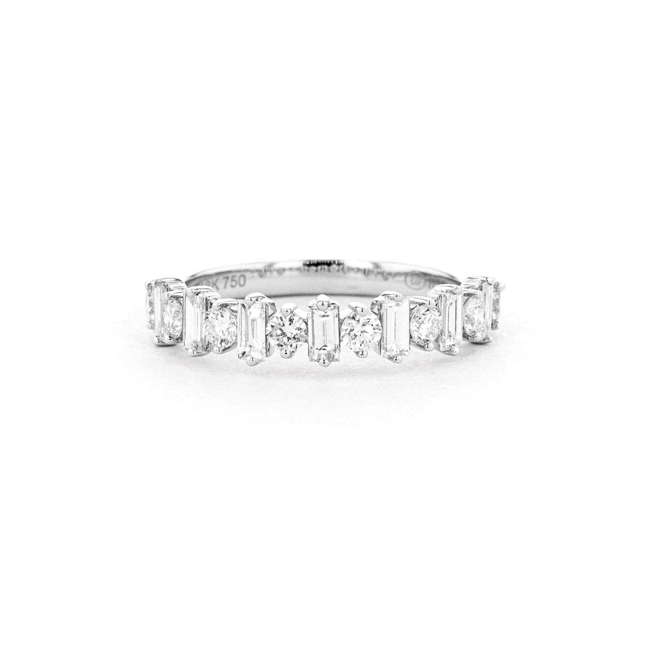 4.2mm Baguette & Round Floating Diamond Band Rings Princess Bride Diamonds 