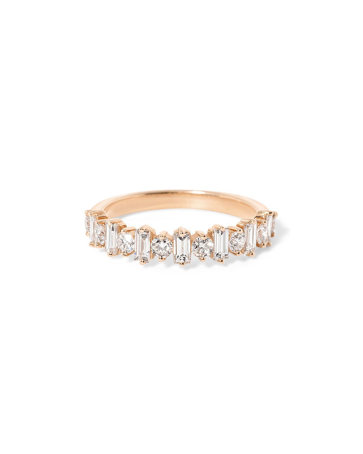 4.2mm Baguette & Round Floating Diamond Band - PBD Rings