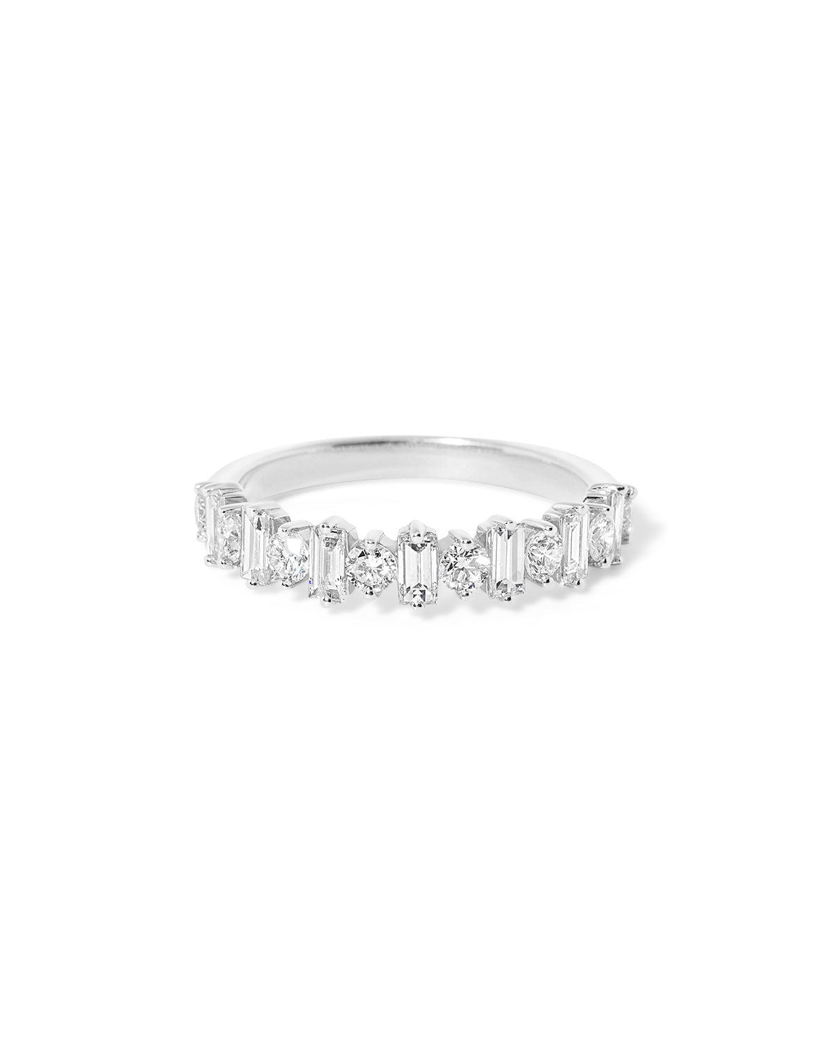 4.2mm Baguette & Round Floating Diamond Band - PBD Rings