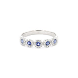 4.4mm Alexis 5-Stone Halo Sapphire Ring Rings Princess Bride Diamonds 