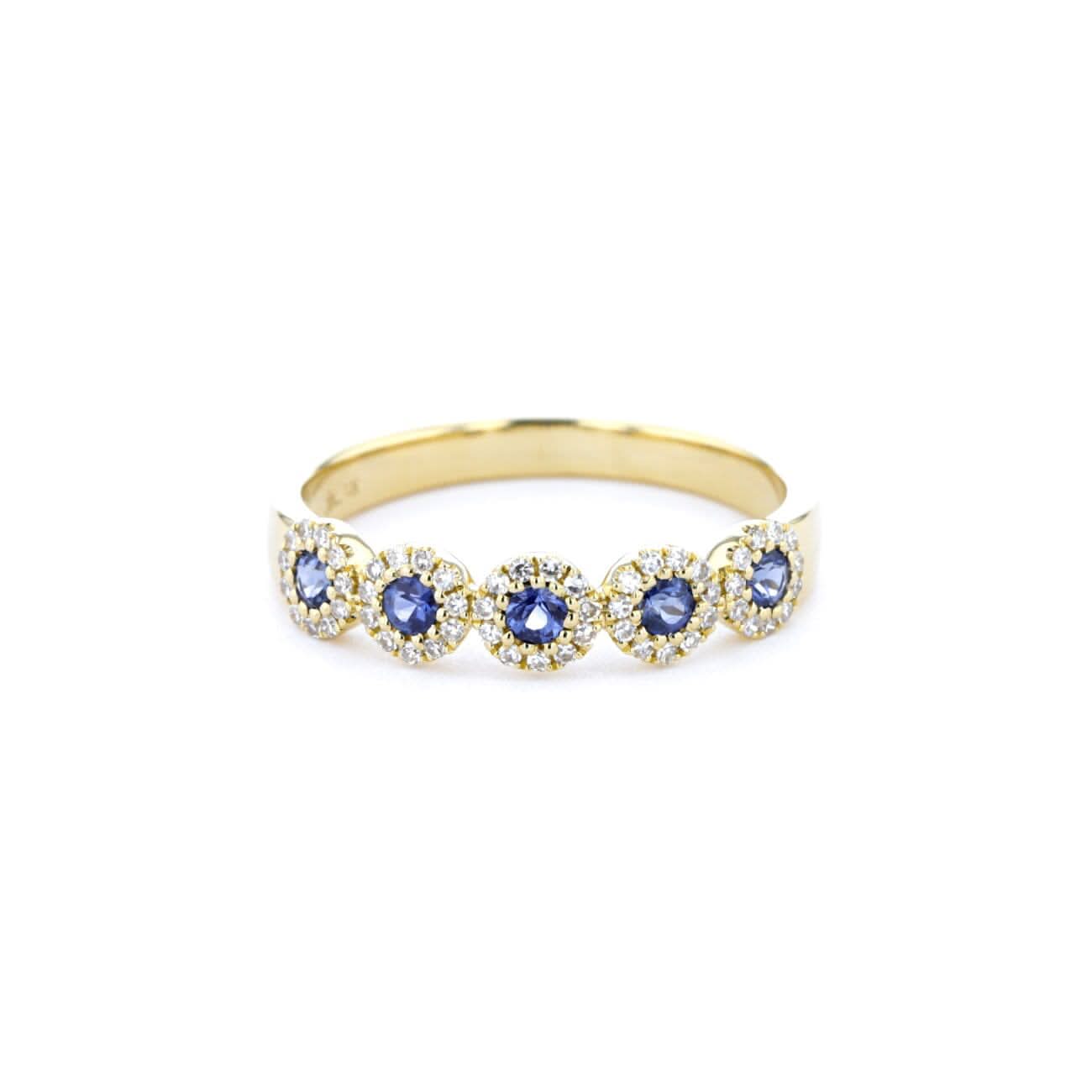 4.4mm Alexis 5 - Stone Halo Sapphire Ring - PBD Rings