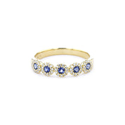 4.4mm Alexis 5 - Stone Halo Sapphire Ring - PBD Rings