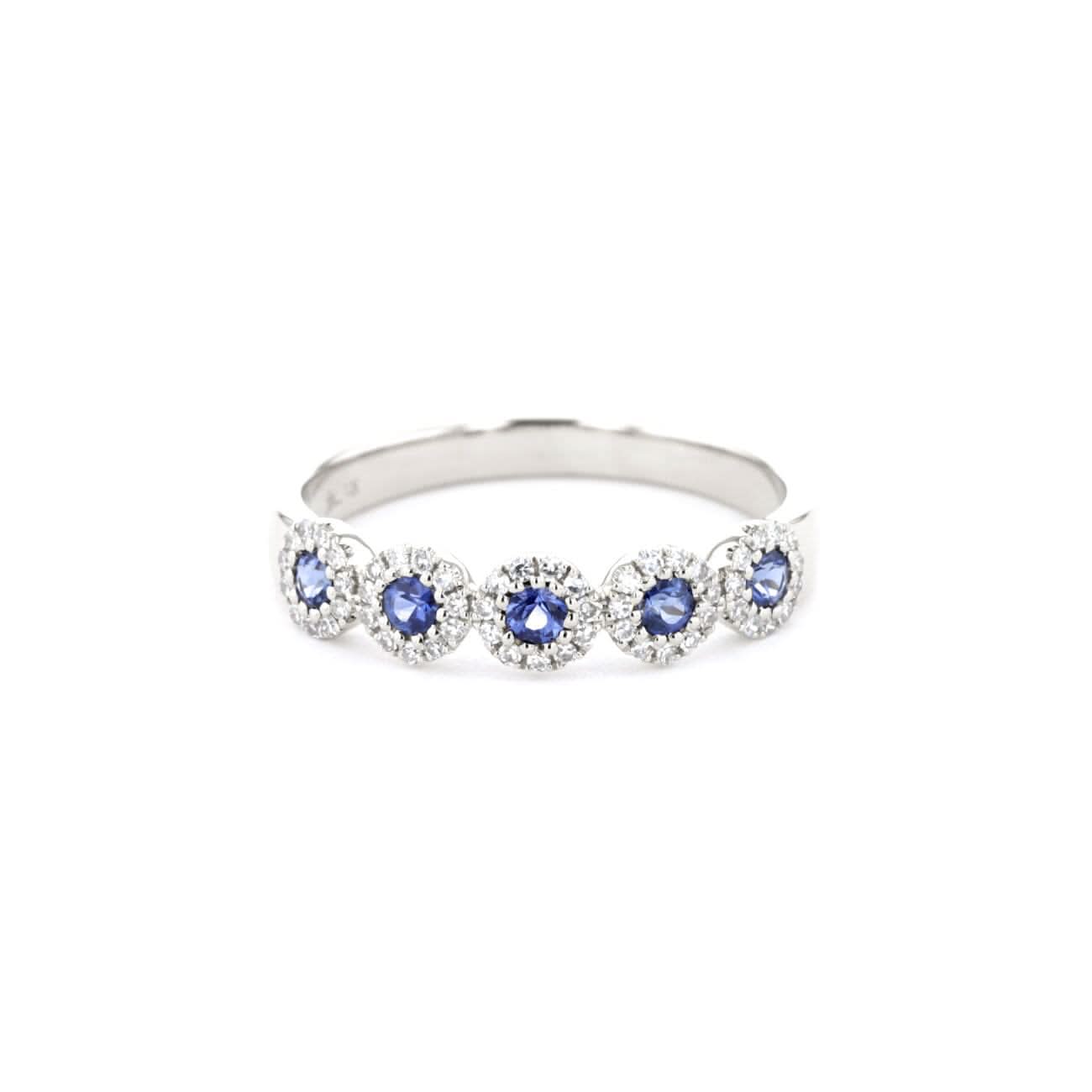 4.4mm Alexis 5 - Stone Halo Sapphire Ring - PBD Rings