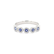 4.4mm Alexis 5 - Stone Halo Sapphire Ring - PBD Rings