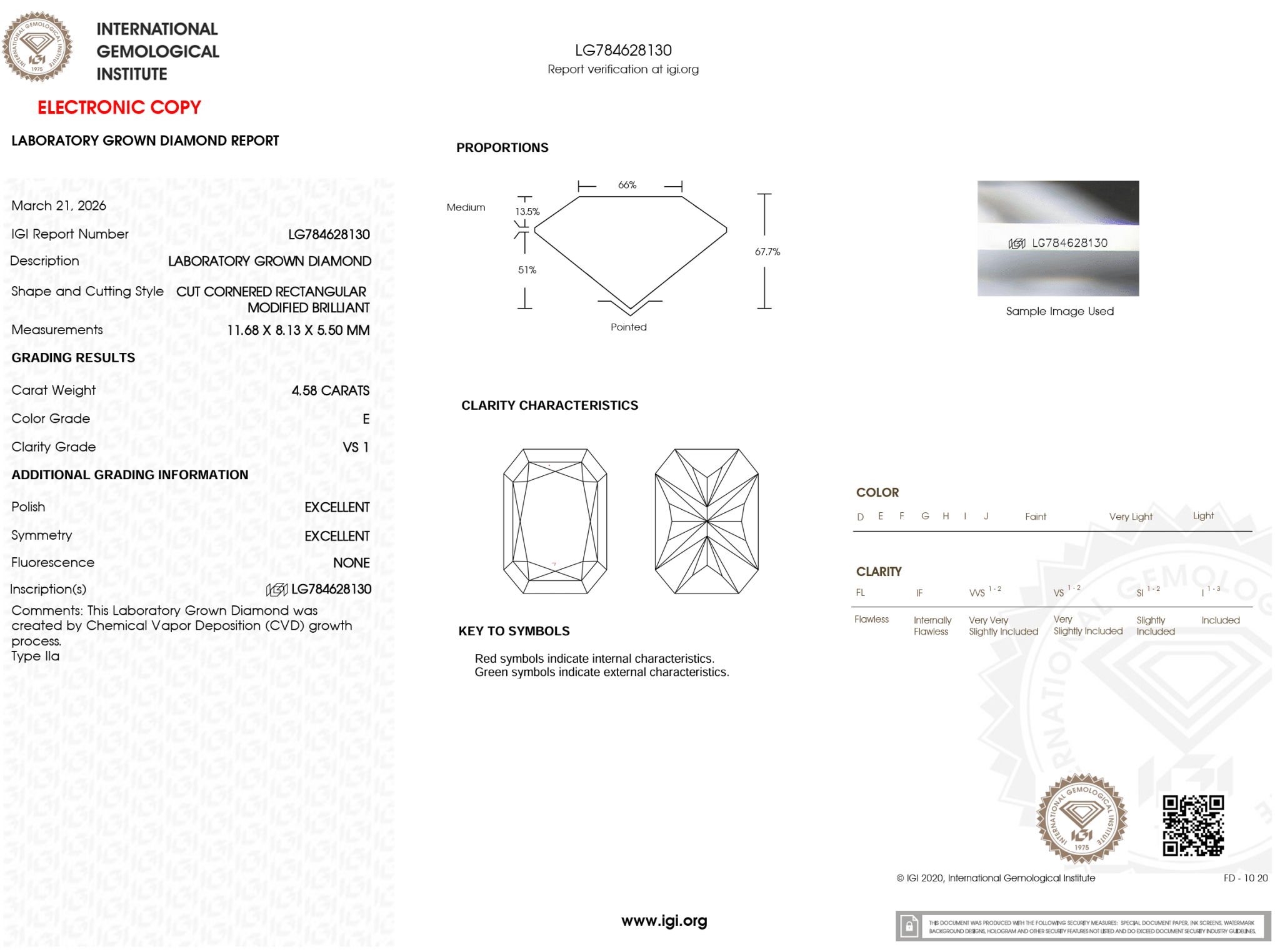 4.58 Carat E-VS1 Radiant Lab Grown Diamond - IGI (126149) - PBD Loose Diamond
