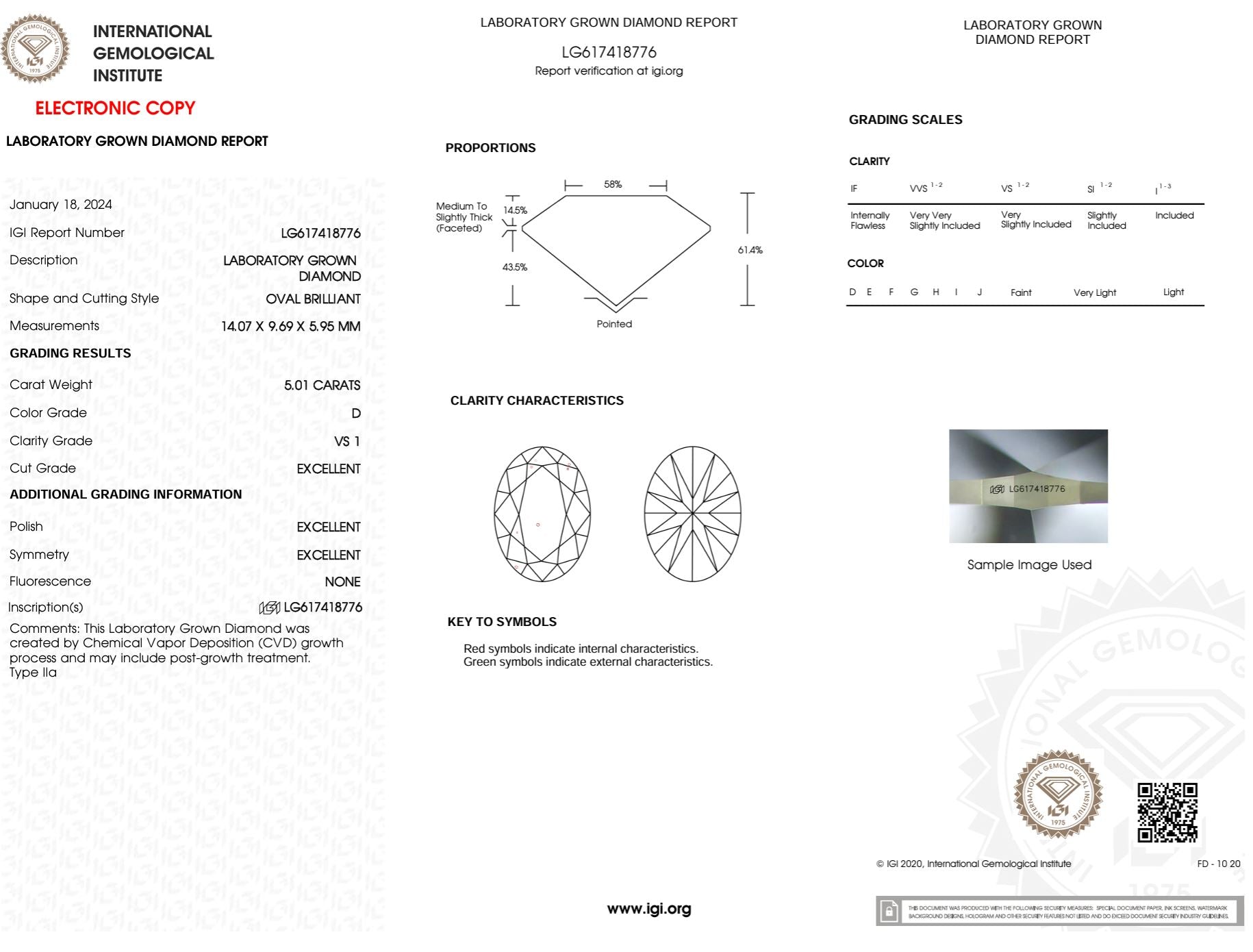 5.01 Carat D-VS1 Excellent Cut Oval Lab Grown Diamond - IGI (#50861) Loose Diamond Princess Bride Diamonds 