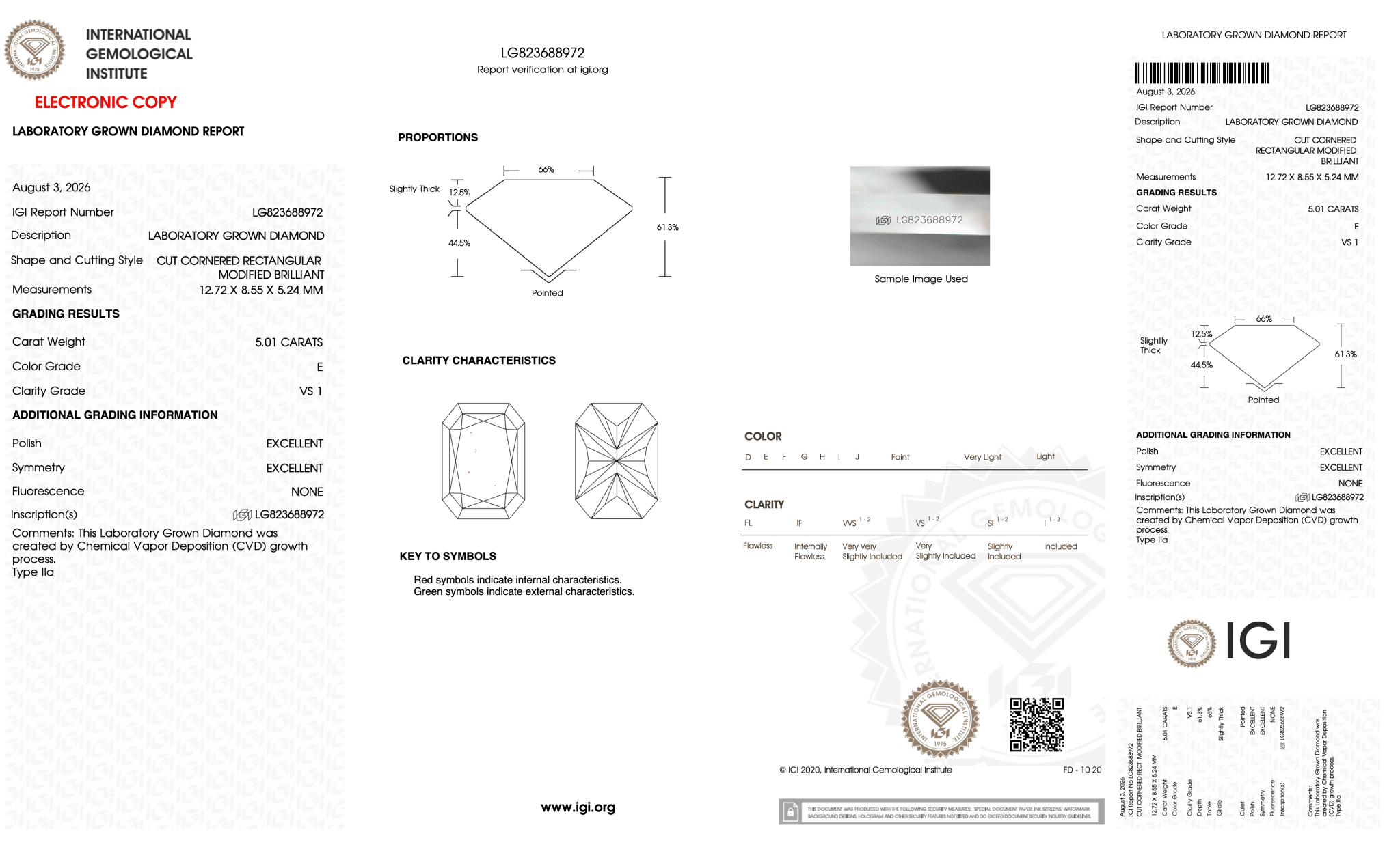 5.01 Carat E-VS1 Radiant Lab Grown Diamond - IGI (128322) - PBD Loose Diamond