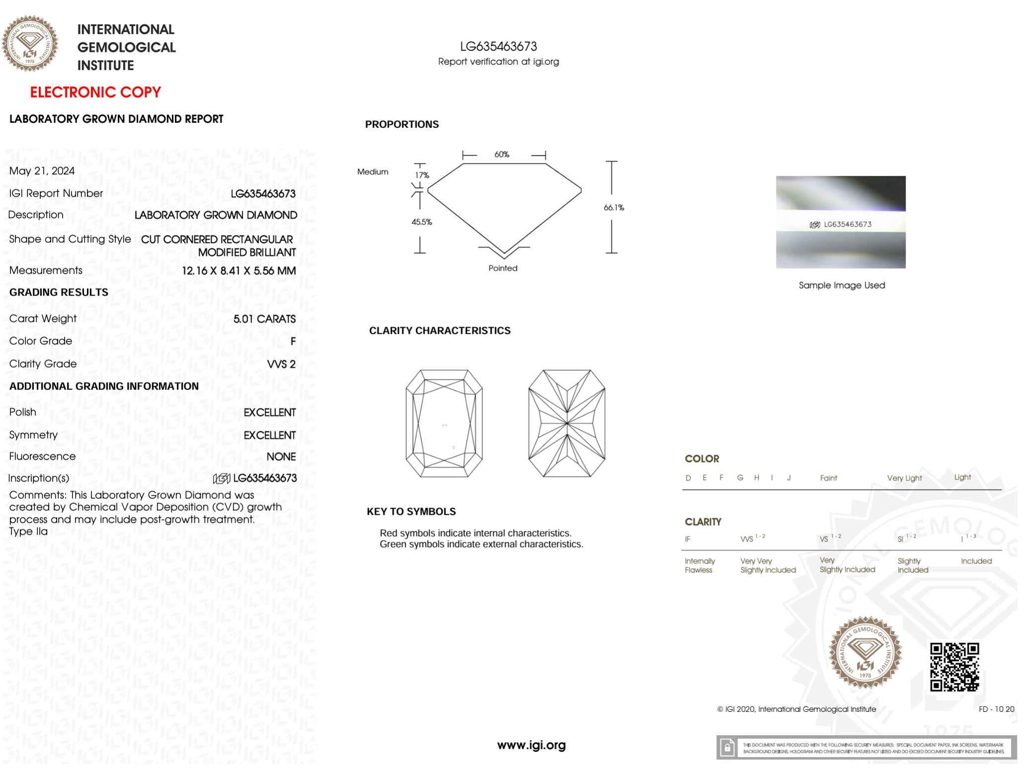 5.01 Carat F-VVS2 Radiant Lab Grown Diamond - IGI (#48923) Loose Diamond Princess Bride Diamonds 