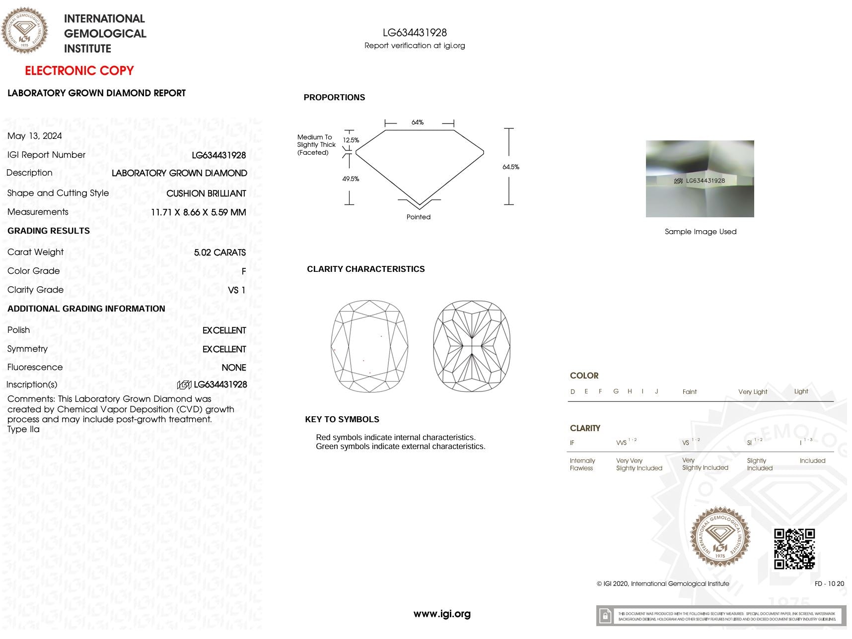 5.02 Carat F-VS1 Elongated Cushion Lab Grown Diamond - IGI (#5637) Loose Diamond Princess Bride Diamonds 